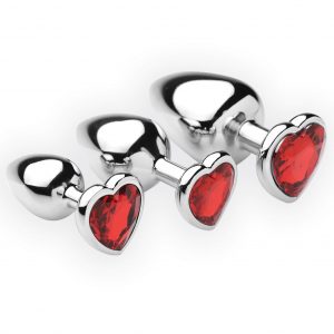 Plug anal Silver Heart Crystal Red Corazon Rojo Talle L