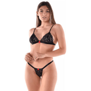 Conjunto sexy triangulito y colaless Negro