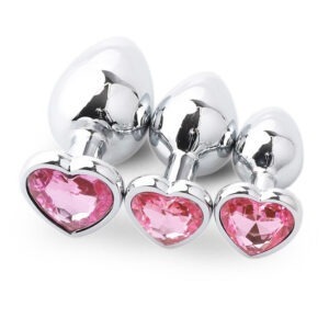 Plug anal Silver Corazon cristal Rosa Talle L