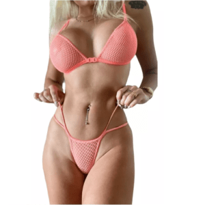 NARANJA FLUOR Conjunto de Red detalles Silver triangulito y colaless